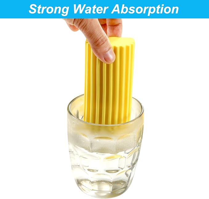 4-Pack Damp Cleaning Sponge Brush Set - Suitable for Kitchen and Car Window Cleaning,Mirrors, Window Track Grooves, Multi-Functional Cleaning Products That are Efficient Cleaning Tools(Yellow)