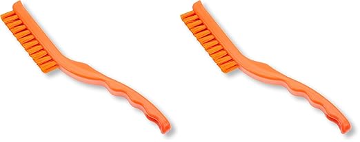 SPARTA Plastic Grout Brush, Scrub Brush, Crevice Brush with Hanging Hole for Cleaning Narrow Spaces, 9 Inches, Orange (Pack of 2)