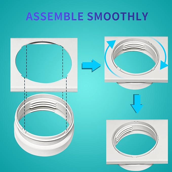 Portable AC Window Vent Kit - Complete Air Conditioner Window Kit, Adjustable PVC Window Seal Kit Panels Up to 60 Inches, for Universal Thread AC Exhaust Hose of 5.1" and 5.9" Diameter