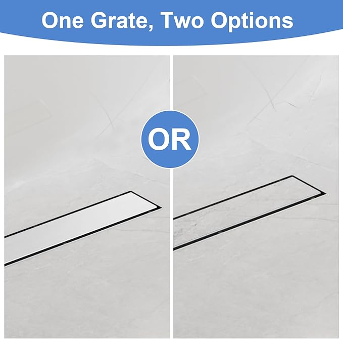 12-Inch Linear Shower Drain with Tile Insert Grate, SUS 304 Stainless Steel Linear Drain, Brushed Nickel Long Rectangle Shower Floor Drain with Leveling Feet, Hair Strainer, Fits Bathroom