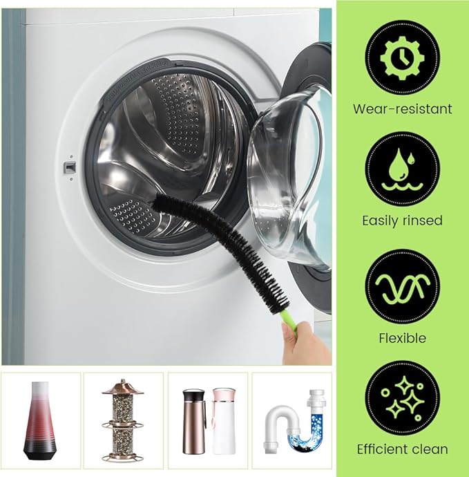 2 Pcs Drain Clean Brush Set,with 2 S-shape Hooks Extended Dryer lint Removal Brush Drain Clog Remover for Toilet, Kitchen Sink, Sewer Drain, Bathroom Tub(size:16 inch)
