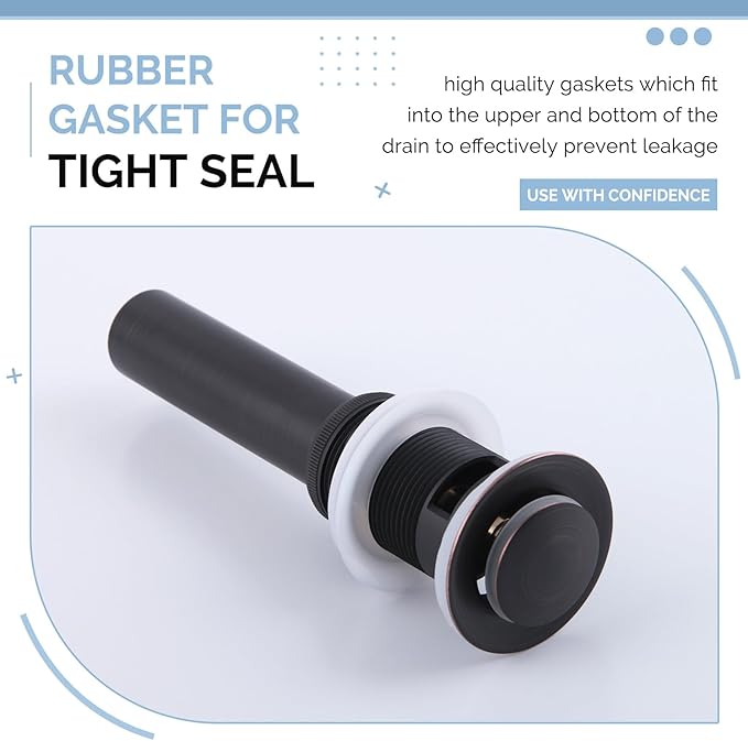 Angle Simple Bathroom Sink Drain with Overflow, Brass Pop Up Vanity Sink Drain Stopper Oil-Rubbed Bronze