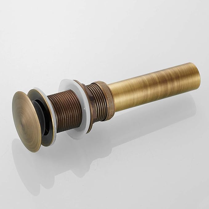 Flybath Sink Drain Antique Brass Bathroom Faucet Large Pop Up Vessel Basin Sink Drain Stopper Without Overflow