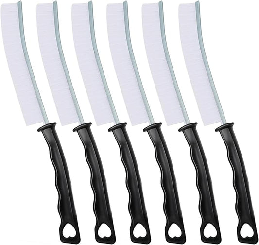 Hard Bristle Crevice Cleaning Brush, Versatile Scrub Tool for Kitchen, Window, Vehicle, Faucets,Grout, Household Use, and Bathroom 6 Pack Color Black and White