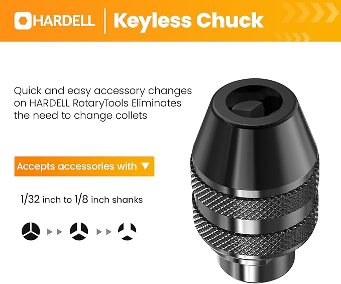HARDELL Cordless Rotary Tool 3.7V with Universal Chuck, 5-Speed Mini Rotary Tool Kit with 71 Accessories, USB Charging, Multi-Purpose DIY Craft Tool for Sanding, Polishing, Drilling, Engraving(Orange)