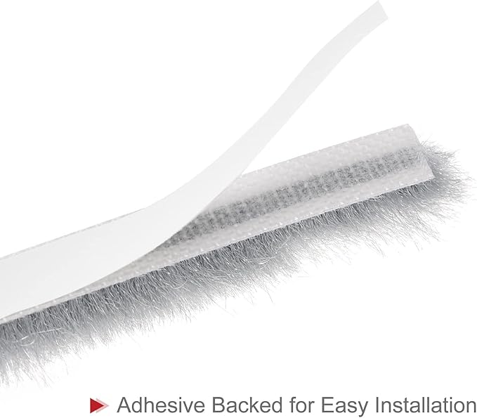 uxcell Weather Stripping Brush, 26ft L x 0.3" W x 0.5" H Self-Adhesive Seal Weatherstrip Sweep Brush Gray for Door Window