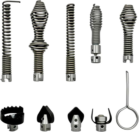 10 Pcs Drain Snake Drill Attachment Set - Drain Auger Cutter Kit Compatible with RIDGID K-400, C-4, C-6, C-7, C-8 & C-9 Drain Machines - Fits 5/8" Cable Heads, Heavy-Duty Drain Cleaning Tips