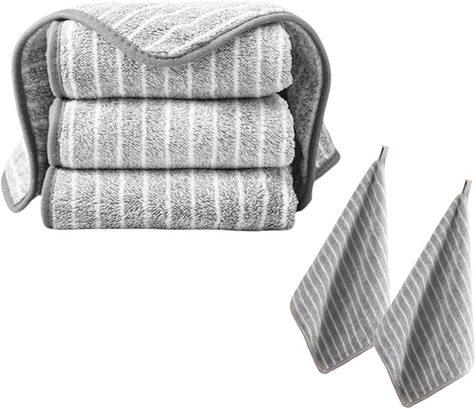 6 PCS Kitchen Cloth Dish Towels Thick Absorbent Cleaning Towels for Kitchen Non Oil Staining Durable Non Shedding Dish Cloths Ideal for Table Wiping Home Use and wet and dry use Dish Drying rag ﻿