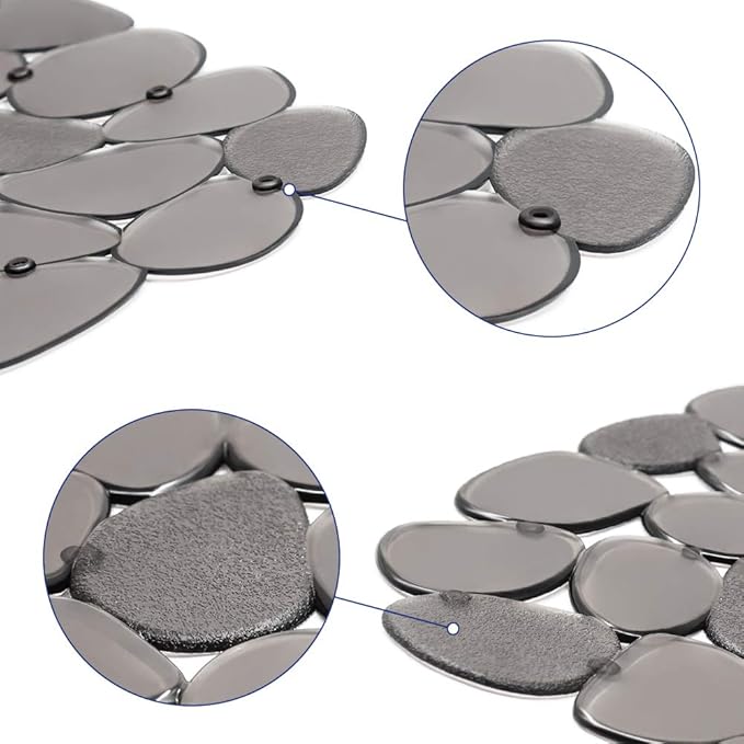 Yolife Pebble Sink Mats for Stainless & Porcelain Sinks, PVC Saddle Protectors - Dish & Glassware Guard (Grey, 2 Pack)