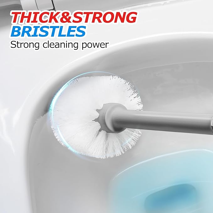2 in 1 Toilet Plunger and Brush Set,Extended Handle Plunger,Toilet Bowl Brush Plunger Set,Bathroom Cleaning Tools,Cleaning Brush,Toilet Brush Plunger Combo,Charcoal Gray（20.8inch）