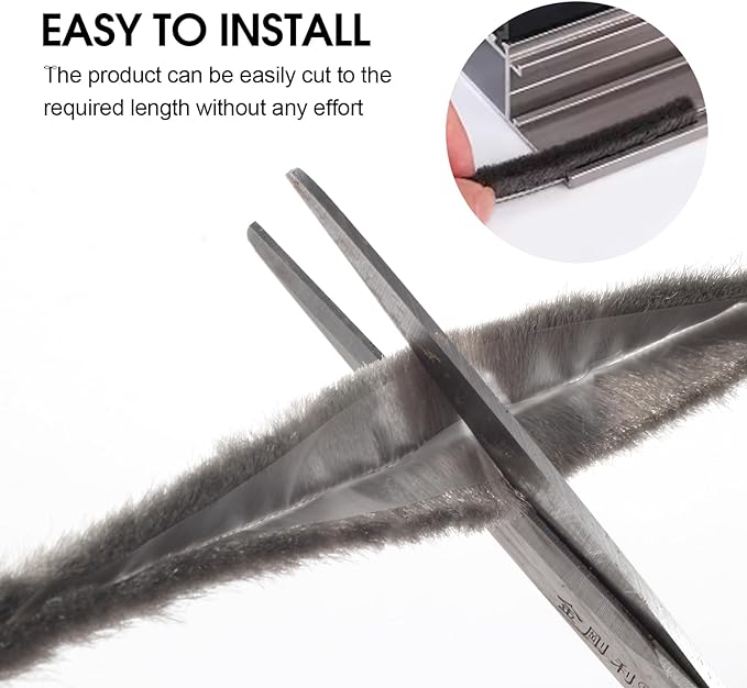 16 Ft (5m) 196 Inch Sliding sash Windows Doors Tape Pile Draught excluder Brush Seal Strip weatherstrip 6mm x 6mm (1/4 1/4 Inch, Gray)