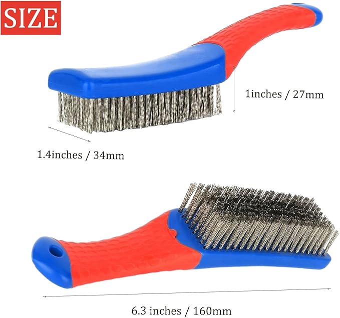 Ouliget Outdoor Grill Cleaning Wire Brush,BBQ Cleaner Accessories Stainless Steel Brush,Small Scratch Brush for Rust Removal, Paint Scrubbing, Cleaning Kitchen Supplies,2 Pieces
