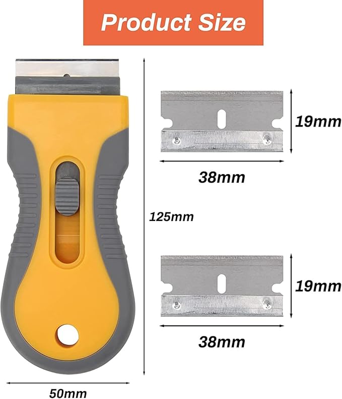 Razor Blade Scrape with 20pcs Extra Blades, Scraper Tool, Razor Blade Retractable, Paint Stripping Tool, Hob Oven Glass Cooker Cleaning Tool Non Scratch Anti Slip Window Glass Wallpaper