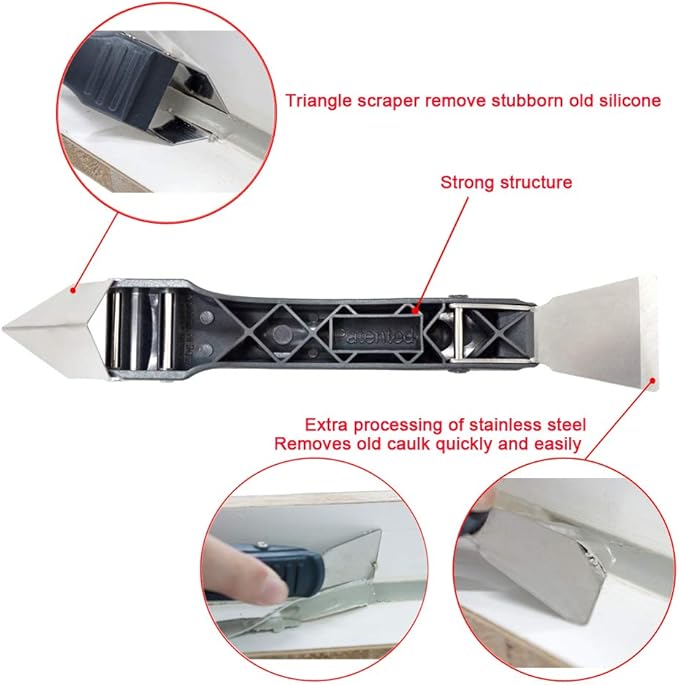 ORXPLUS Tools Silicone Remover Scraper Sealant, Caulk Caulking Removal Tool with Durable Stainless Scraper for Bathroom, Kitchen, Sink Joint and Frames Sealant Seals
