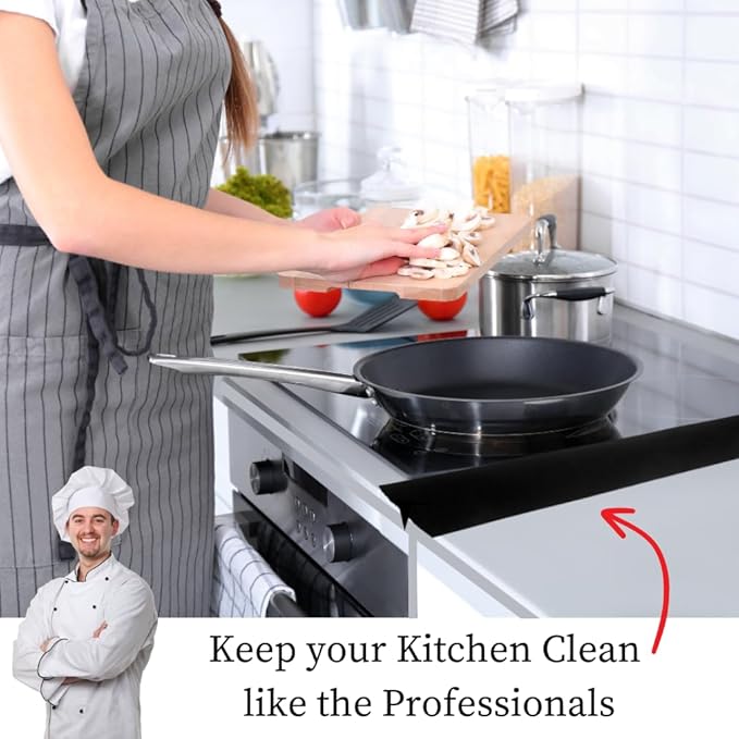 Evelots Silicone Stove Counter Gap Covers-2 Pack Gap Fillers-Kitchen Spill/Crump Guards-Heat Resistant-Flexible-30 Inch Long-Cut to Size with Scissors-Easy to Clean-Black