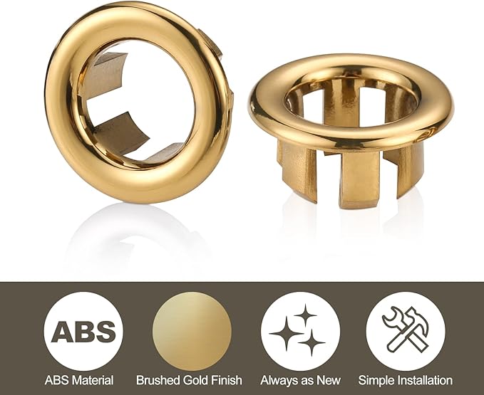 Sink Overflow Ring Brushed Gold: ARCORA 2 Pack Bathroom Kitchen Sink Basin Trim Overflow Cover Hole Insert Cap