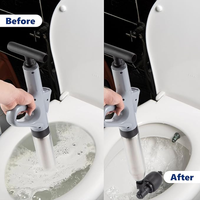 Toilet Plunge Blaster, High Pressure Toilet Plunger, High-Pressure Air Drain Blaster Plunge Blaster Multi-drain Unclogger for Toilets, Bathroom Floor, Drain Sinks and Plumbing Clogs.