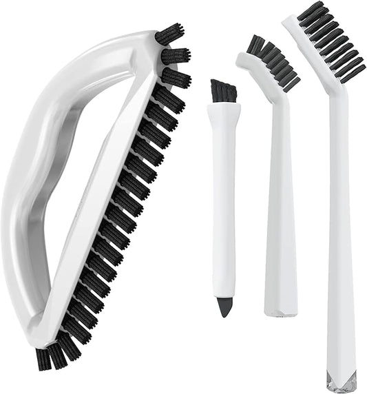 Grout Cleaning Brush Set (4 Pcs) Heavy Duty Hand Grout Scrub Brush & Detail Cleaning Brush Set for Baseboards,Floor, Corners, Shower, Bath Tub & Tiles