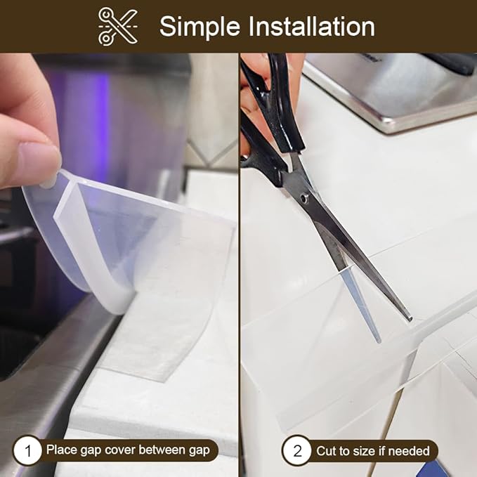 Kitchen Stove countertop Gap Covers, 25 inch Long & Extra Wide Silicone Stove Gap Covers Filler Range Strips 2pcs, Oven Counter Gaps Protector Between Counter and Crack Guards Clear