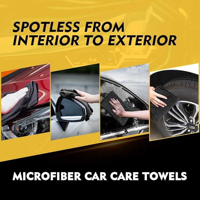 HOMEXCEL Black Microfiber Cleaning Cloth 200 Pack, 11.5 x 11.5 inch Bulk Shop Towels | Reusable Cleaning Rags for Cars, Kitchen, Window, Garage and House, Ultra Absorbent, Lint Free, Streak Free