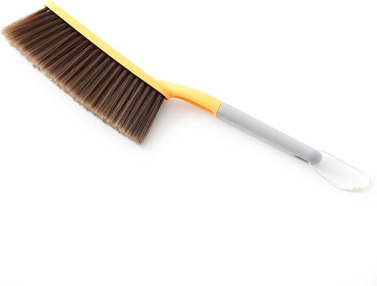 1 Pack 15" Hand Broom Brush,Soft Bristle Cleaning Brush,Crumb Debris Sweeping Brush,Dusting Brush,Comfort for Bed Car Couch Desk Sofa Furniture Clothes,Small Particles Hair Remover(Yellow)