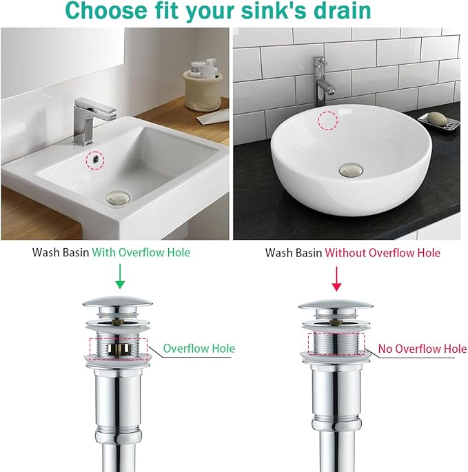 Brass P Trap with Pop Up Drain Stopper,U-Shape 1 1/4 Slip Joint Extension Tub Sink Drain Pipe,12 inch Pipe length Adjustable Height Sink Waste Trap Drain Kit,Chrome(Without Overflow)