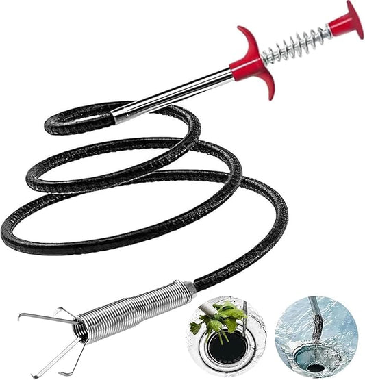 (116 inch) Drain Snake, Drain Clog Remover - Gutter Cleaning Tools Cleaner for Toilet Sewer Shower Kitchen Bathroom Tub Clogged Drains Opener Cleaning Tool, Flexible Grabber Claw Pick Up Reacher