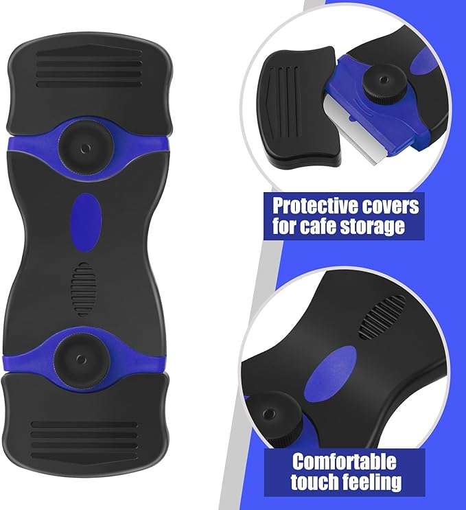 Tallew 9 Pcs Plastic Scraper Tool Sticker Plastic Razor Blade Scraper Plastic Pick Plastic Non Scratch Tool Putty Knife for Window Floor Label Removal Paint Cleaning(Dark Blue)