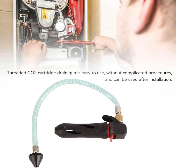 CO2 Cartridge Drain Gun Threaded Drain Gun Portable Threaded Drain Tool for Kitchen Sink, Basin, Toilet and Floor Drain