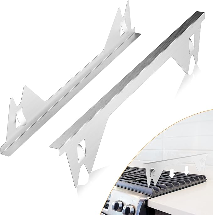 2PCS Stove Gap Covers Stainless Steel, Stove Gap Filler, Oven Gap Filler, Oven Side Gap Filler, Range Trim Kit, Heat Resistant and Easy to Clean, Length 23.4" Width 0.79"(Silver)