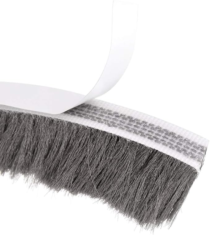 uxcell Brush Weather Stripping, Adhesive Felt Door Seal Strip Weatherstrip Door Sweep Brush for Door Window 197Inch l x 0.9 Inch W (5000mm x 23mm) Gray