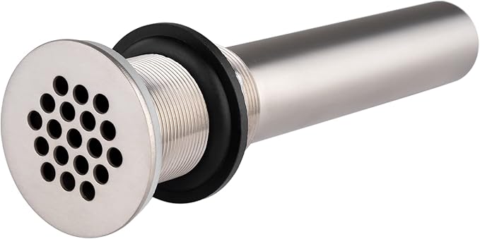 Grid Drain Strainer Assembly Without Overflow for Bathroom Sink, C.O. Plug Grid Lavatory Drain, Bathroom Sink Grid Strainer by Artiwell, Brushed Nickel