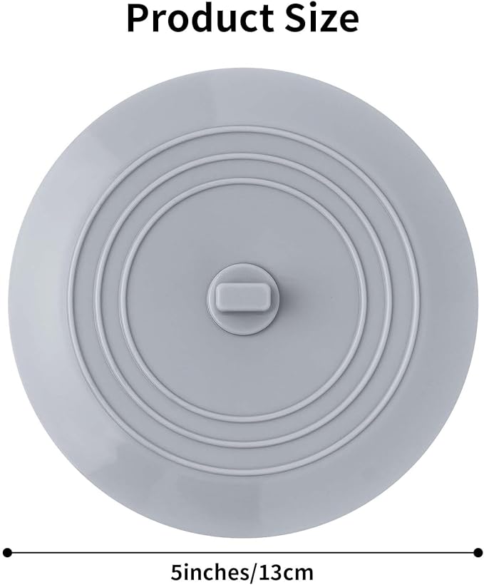 Vaincre 2PCS Bathtub Drain Stopper - 5" Silicone Kitchen Bathroom Hair Water Shower Stopper, Bathtub Drain Plug, Universal Flat Suction Shower Kitchen Cover, Bathroom Laundry Accessories