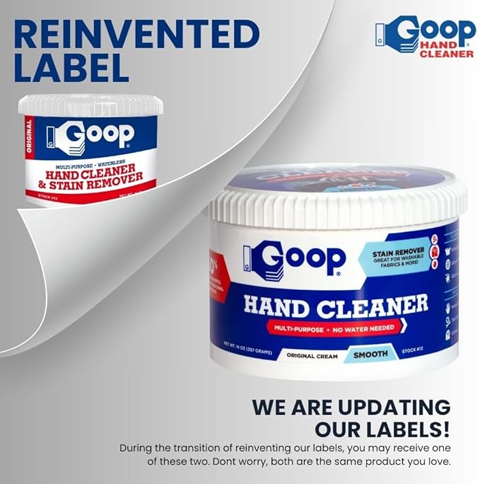 GOOP Original Multi-Purpose Waterless Hand Cleaner and Stain Remover - 14 oz Can (Pack of 4)