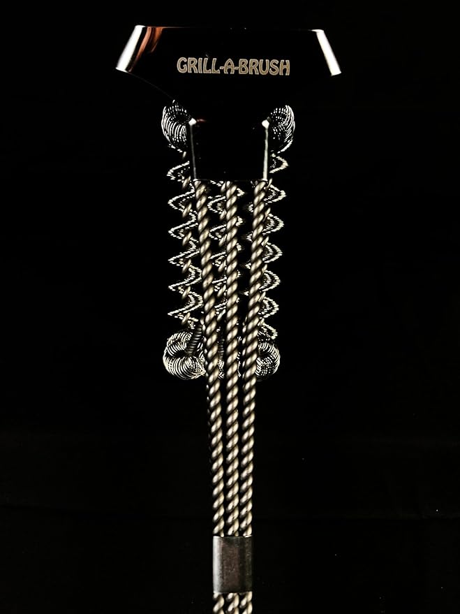 BBQ Grill Brush - 360° Scraper Clean - Bristle Free Grill Brush - Heavy Duty Stainless - Safe on All Grates - Safe Barbecue Brush - Gas, Charcoal, Smokers