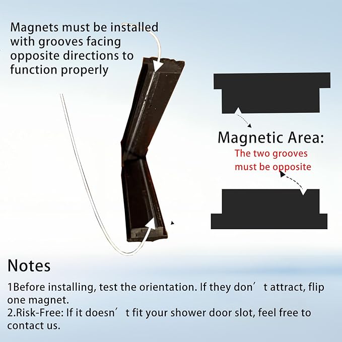 Magnetic Strip for Shower Door Replacement, 3/8" Width X 1/8" Thickness Flexible Magnetic Seal Strip, 78 Inch Waterproof Magnets for Shower Curtain Bottom & Framed/Semi-Framed Swinging Glass Doors
