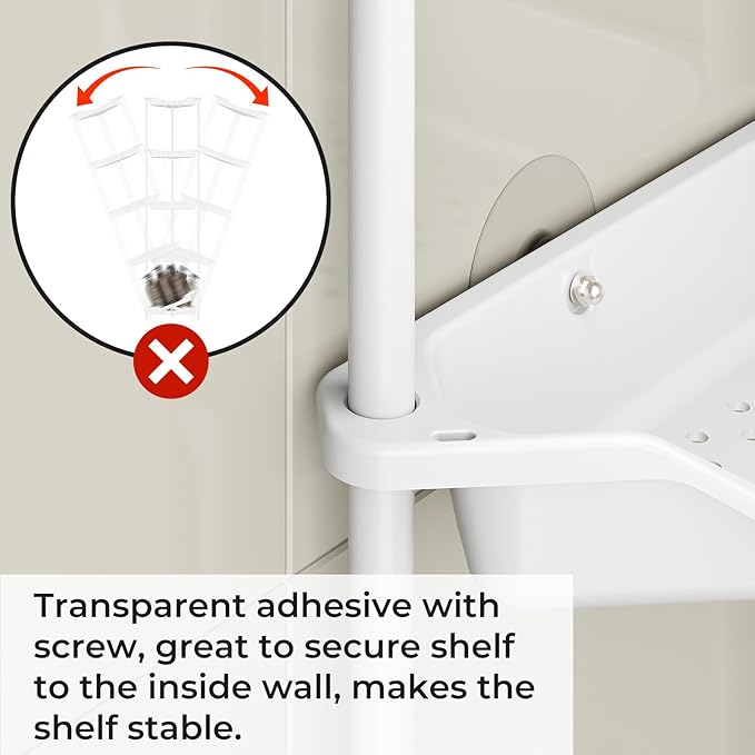 ODesign 5 Tier Floor Standing Corner Shower Caddy Organizer, Plastic Metal Floor Corner Shelf Storage Rack for Bathroom White - Rustproof