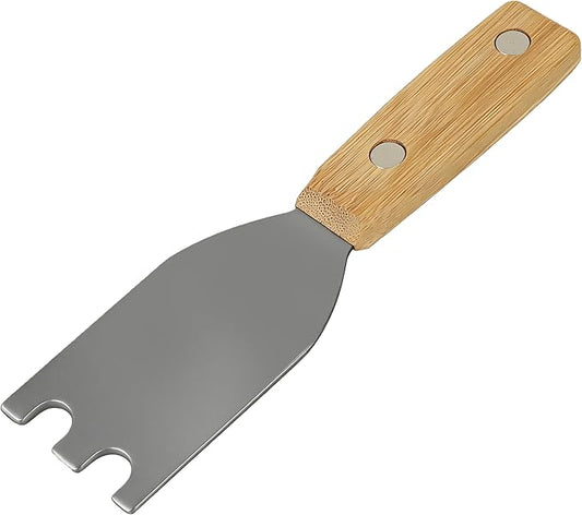 TonGass Bamboo Grill Scraper with Stainless Steel Head Compatible with George Foreman 1925B01B Grill Spatula for George Foreman & Most Other Indoor Grills with Grooves, Heat-Resistant & Durable