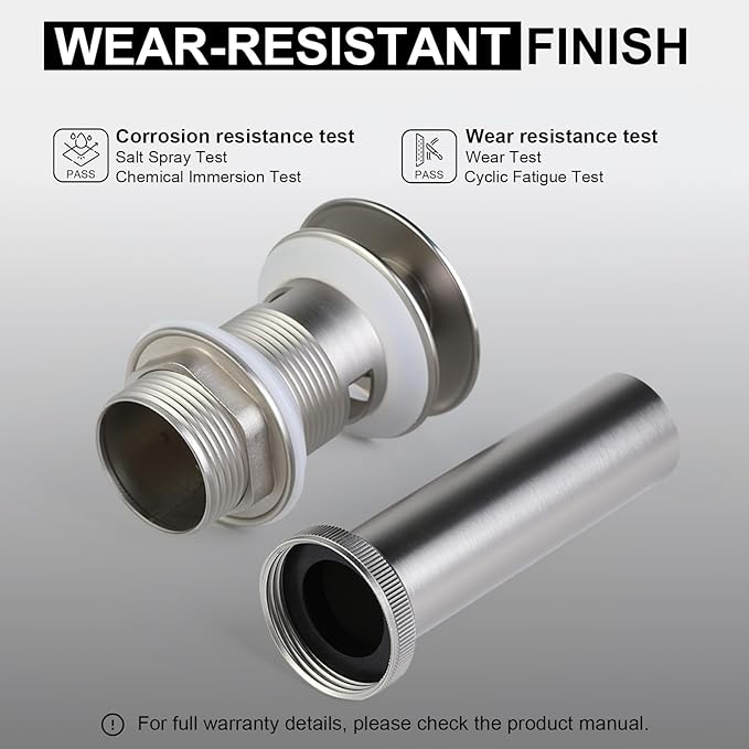 Bathroom Sink Drain, Vessel Pop Up Sink Drain with Overflow, Brushed Nickel