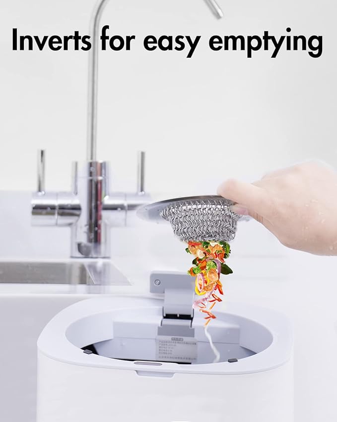 Revolutionary Kitchen Sink Drain Strainer/Patented Reversible Chain Mesh, Effortless Cleaning & Debris Catcher, Large Capacity, No Clog, 304 Stainless Steel & Rust-Proof/Handmade