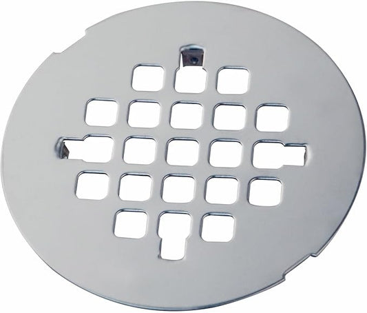 Chrome Plated Snap-in Shower Floor Drain Cover,Hidrop 4-1/4" OD Round Shower Strainer Grid, Easy-to-Install Replacement Cover Stainless Steel…