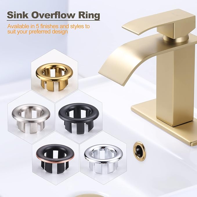 ARCORA 6 Pack Sink Overflow Ring Gold Bathroom Kitchen Sink Basin Trim Overflow Cover Hole Insert Cap
