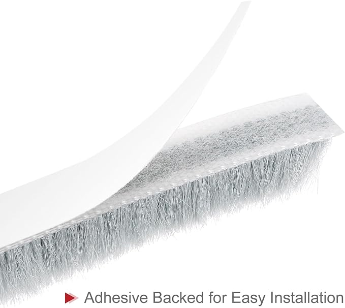 uxcell Weather Stripping Brush, 10ft L x 0.35" W x 0.35" H Self-Adhesive Seal Weatherstrip Sweep Brush Gray for Door Window