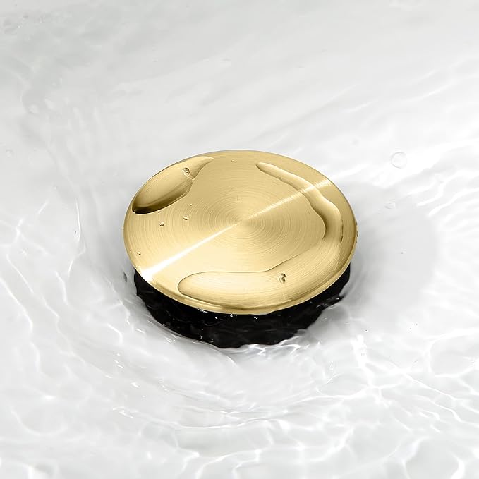 Pop up Bahtroom Sink Drain with Overflow, Brushed Gold Vessel Sink Drain for Bathroom Assembly, Anti Clogging Bathroom Sink Stopper, Suit for 1 3/4 Hole