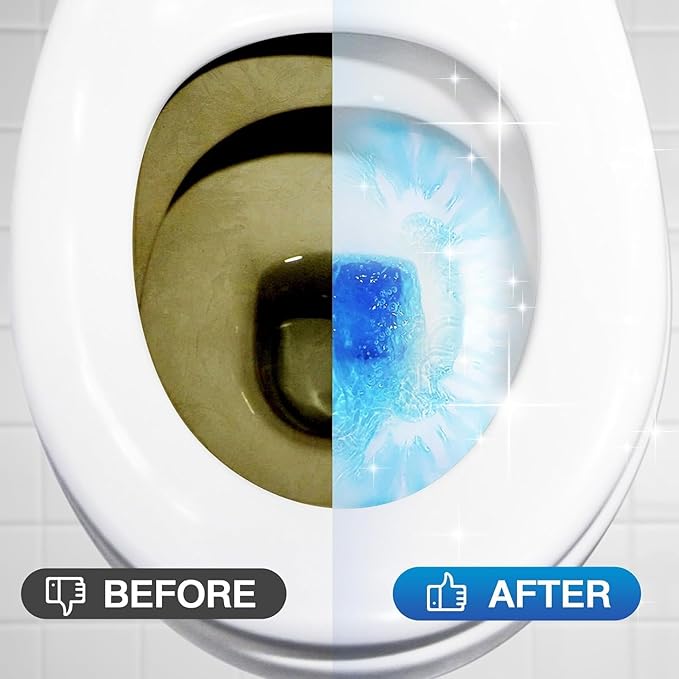 Vacplus Automatic Toilet Bowl Cleaner Tablets, Drop-In Tank Cleaner for Bathroom, Prevent Stains & Deodorize, Long-Lasting Cleaning Tabs, Easy-Use Freshener for Bowl & Tank, 12 Pack