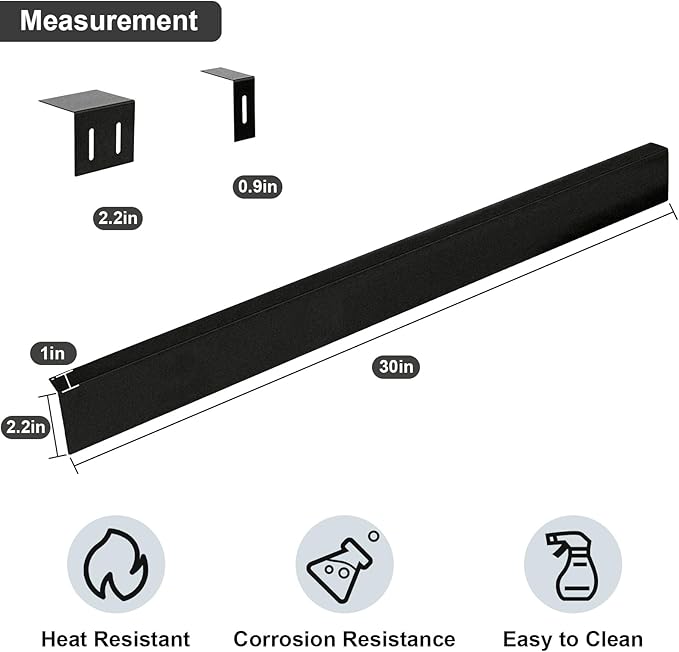 30" Stove Gap Filler, Slide-in Range Rear Filler Kit-Stainless Steel Backsplash for Stove, Easy Install Backsplash Behind Stove Between Stove Range and Wall for Most Brand Kitchen Stoves(Black)
