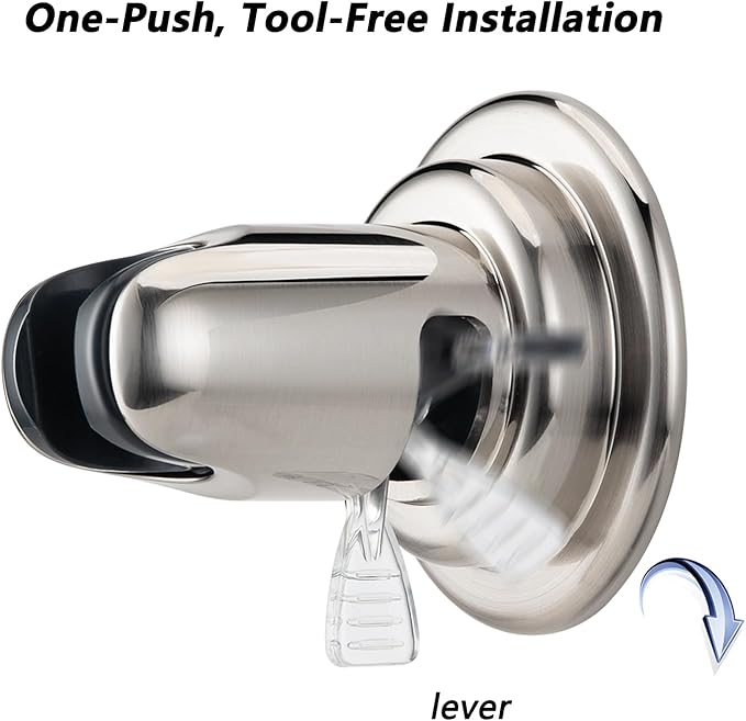 BOPai Suction Cup Shower Head Holder for Handheld Shower – No Drill, for Smooth Surfaces Only, Adjustable 20°, Brushed Nickel