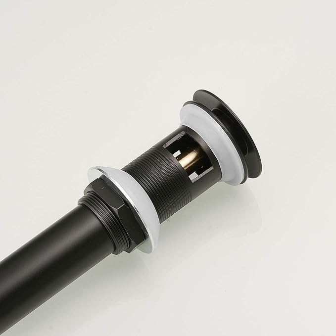 BWE Black Vessel Sink Drain Stopper with Overflow, Fits Standard Bathroom Sink Hole 1-1/2" to 1-3/4", Matte Black