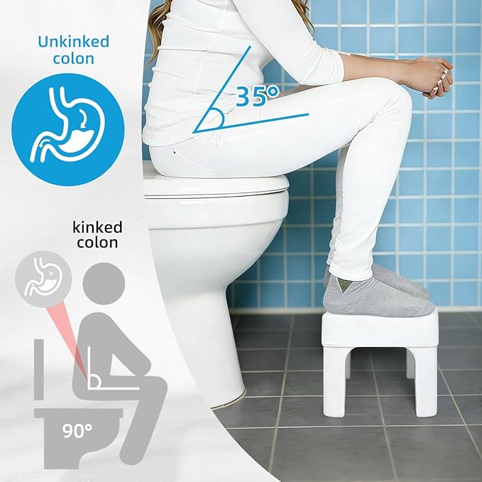 Resze Toilet Stool For Adults, 6.7" Squatting Potty, Non-Slip Bathroom Stool, Toilet Stool Squat Adult, Poop Stool For Bathroom,Portable Foot Rest For Travel, Adults, Seniors, Kids, Lightweight, White