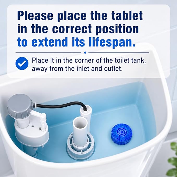 Msvvko Toilet Bowl Cleaner Tablets 100 Count - Blue Toilet Tank Cleaner Blocks Bulk Pack, Long Lasting Bathroom Deodorizer, Hard Water Stain Remover & Descaler, Septic Safe No-Scrub Daily Freshness